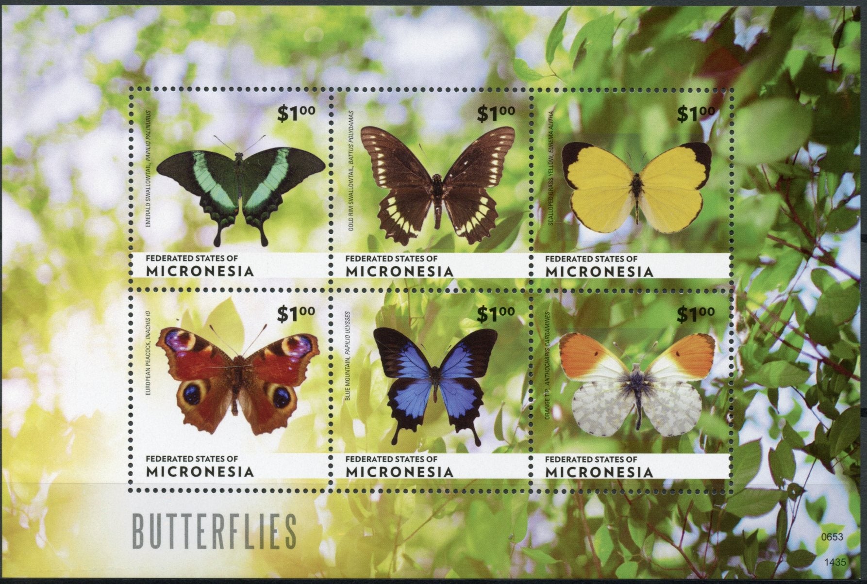 Micronesia 2014 MNH Butterflies 6v M/S II Insects Swallowtail Peacock Butterfly