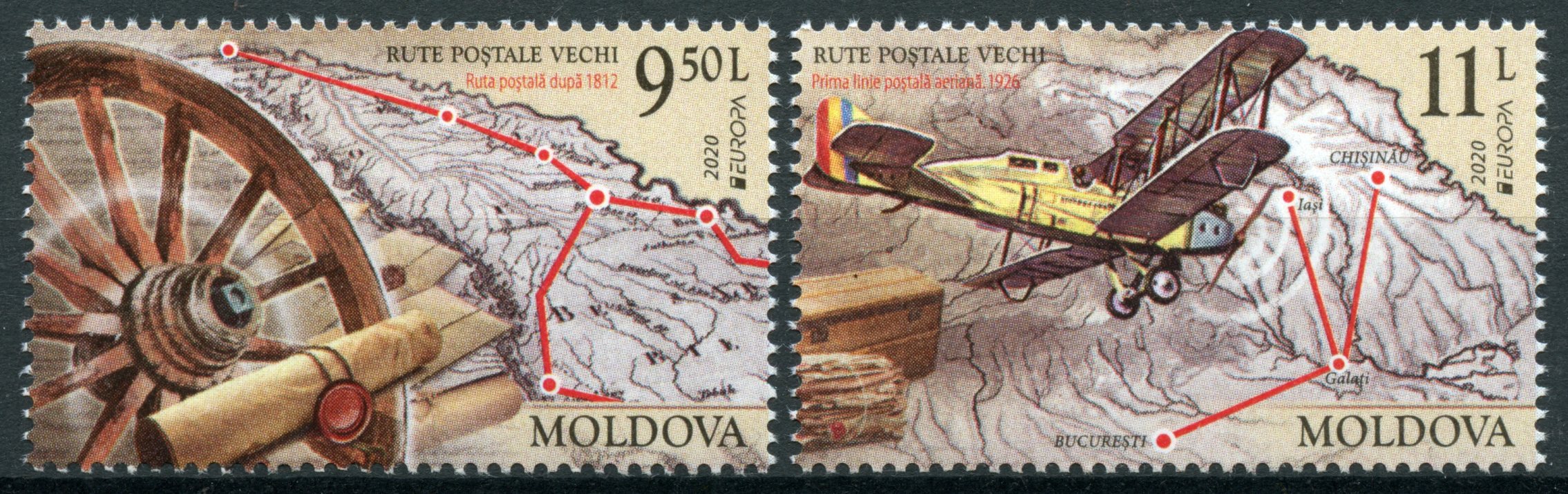 Moldova 2020 MNH Europa Stamps Ancient Postal Routes Services Aircraft 2v Set