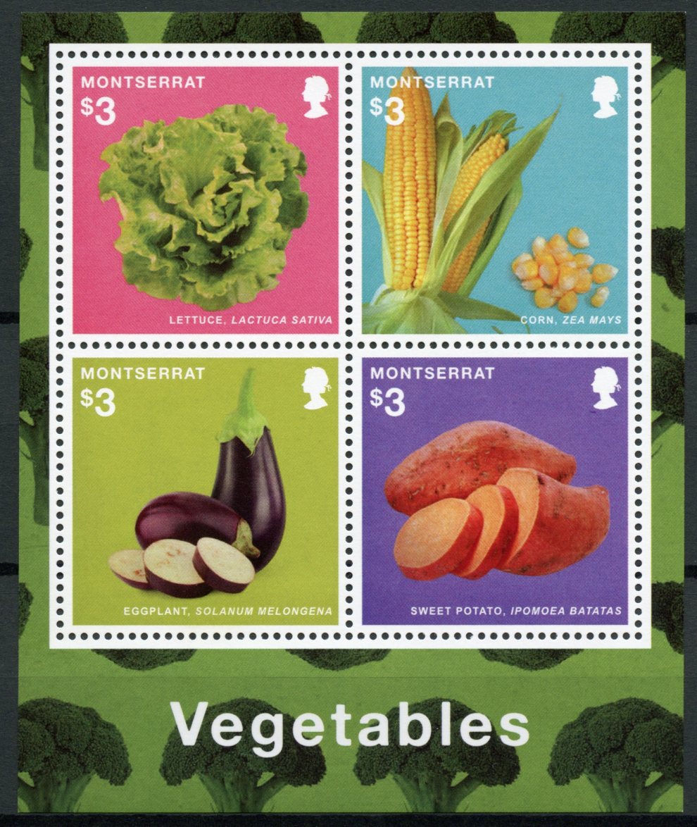 Montserrat 2014 MNH Vegetables 4v M/S Plants Lettuce Corn Eggplant Stamps