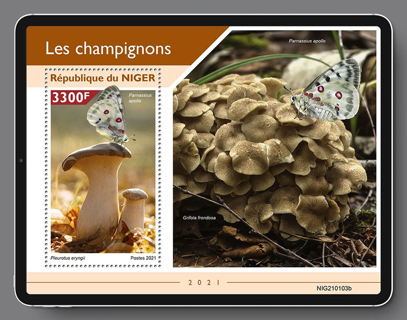 Niger 2021 MNH Mushrooms Stamps Fungi Mushroom Butterflies Nature 1v S/S