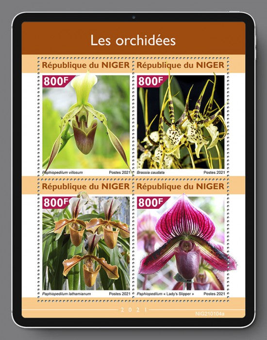 Niger 2021 MNH Orchids Stamps Flowers Paphiopedilum Orchid Nature 4v M/S