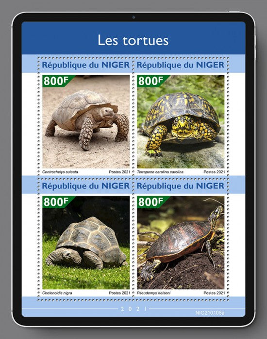 Niger 2021 MNH Turtles Stamps African Spurred Tortoises Reptiles 4v M/S
