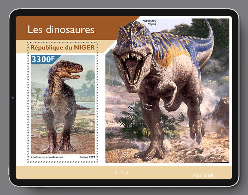 Niger 2021 MNH Dinosaurs Stamps Abelisaurus Prehistroric Animals 1v S/S