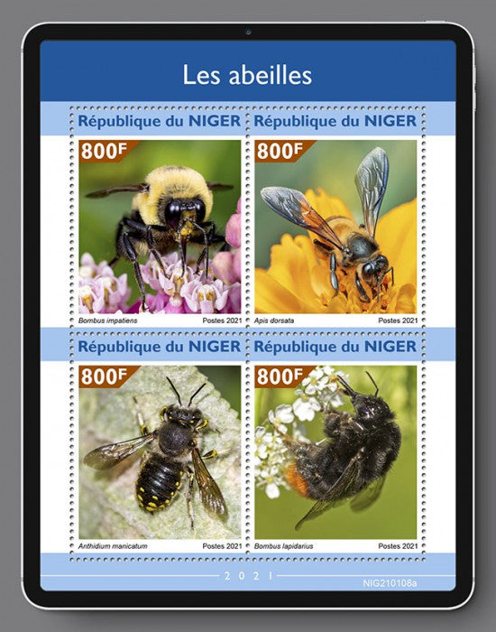 Niger 2021 MNH Bees Stamps Bumblebees Wool Carder Bee Insects 4v M/S
