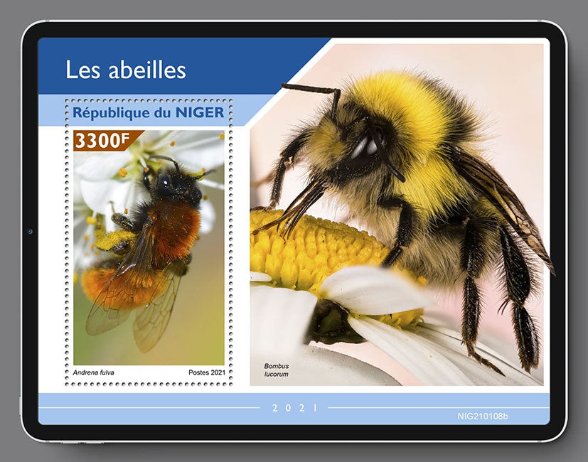 Niger 2021 MNH Bees Stamps Bumblebees Tawny Mining Bee Insects 1v S/S