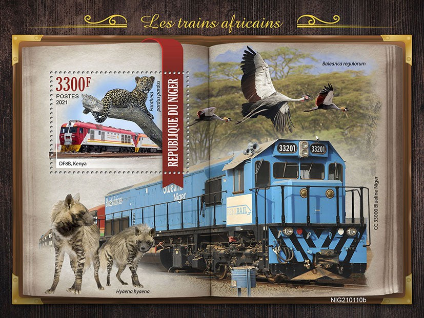 Niger 2021 MNH Railways Stamps African Trains Leopards Wild Animals Rail 1v S/S