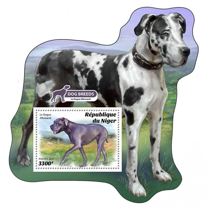 Niger 2021 MNH Dogs Stamps Great Dane German Mastiff Dog Breeds 1v S/S