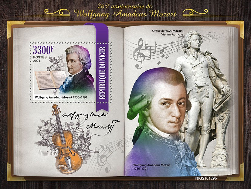 Niger 2021 MNH Music Stamps Wolfgang Amadeus Mozart Composers 1v S/S