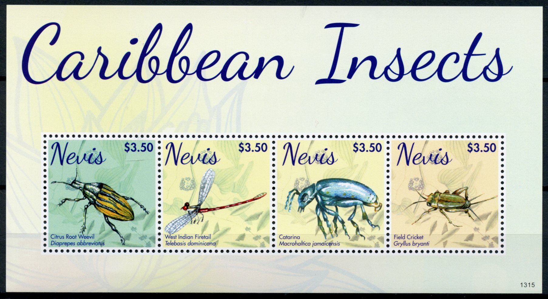Nevis 2013 MNH Caribbean Insects Stamps Weevil Crickets Beetles 4v M/S