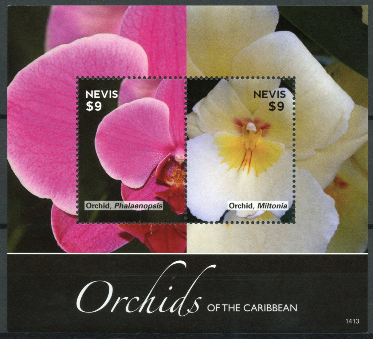 Nevis 2014 MNH Orchids of Caribbean 2v S/S Flowers Flora