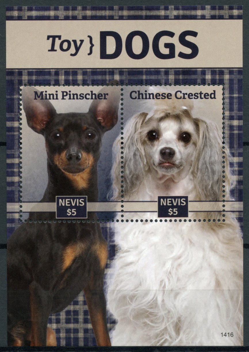 Nevis Stamps 2014 MNH Toy Dogs Mini Pinscher Chinese Crested 2v S/S