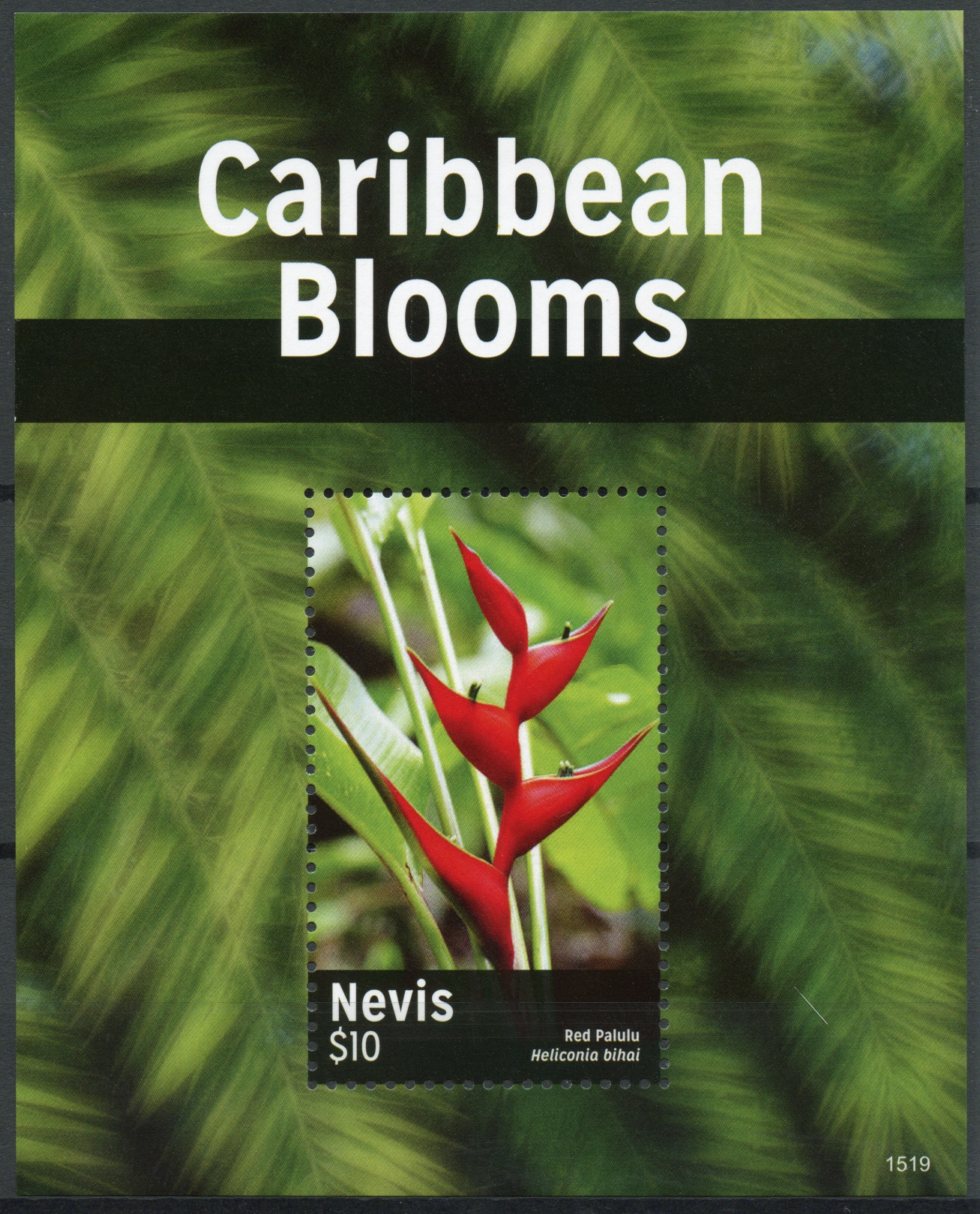 Nevis 2015 MNH Caribbean Blooms 1v S/S Flowers Flora Red Palulu