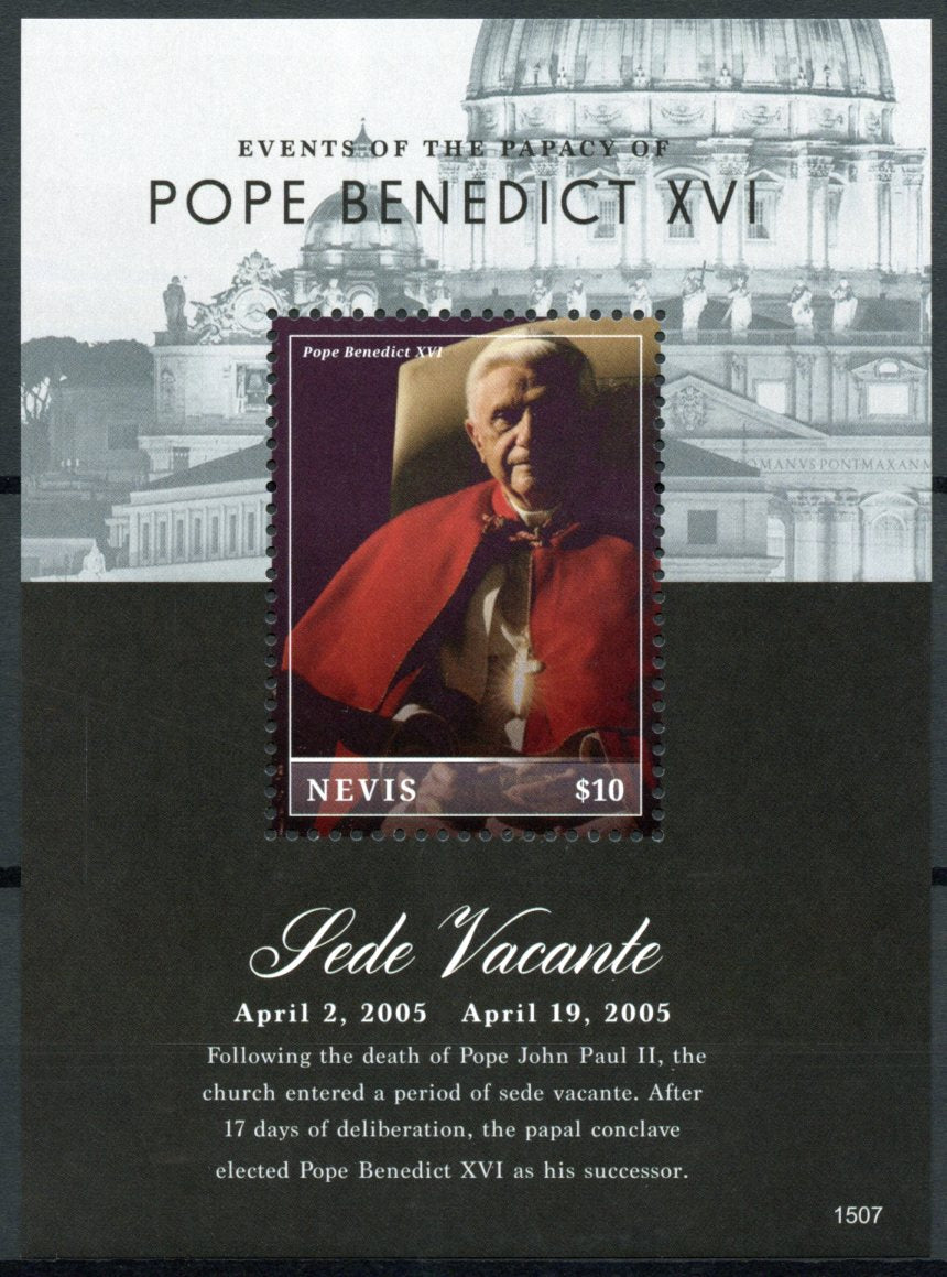 Nevis 2015 MNH Events Papacy Pope Benedict XVI Sede Vacante 1v S/S Popes Stamps