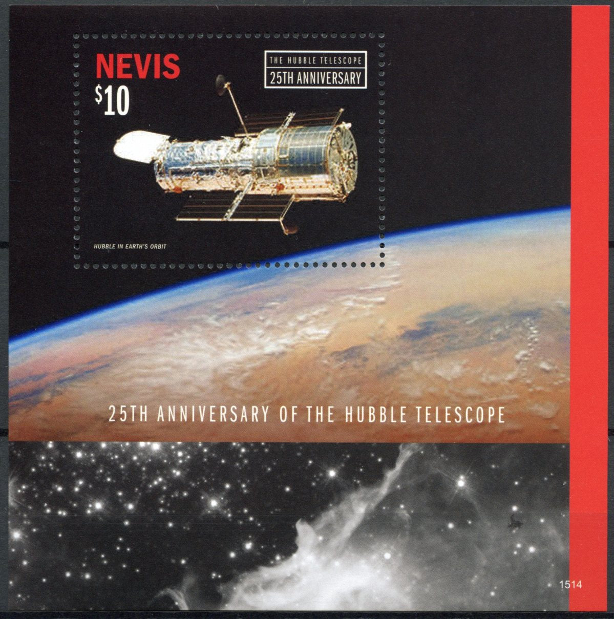 Nevis 2015 MNH Space Stamps Hubble Telescope 25th Anniv 1v S/S