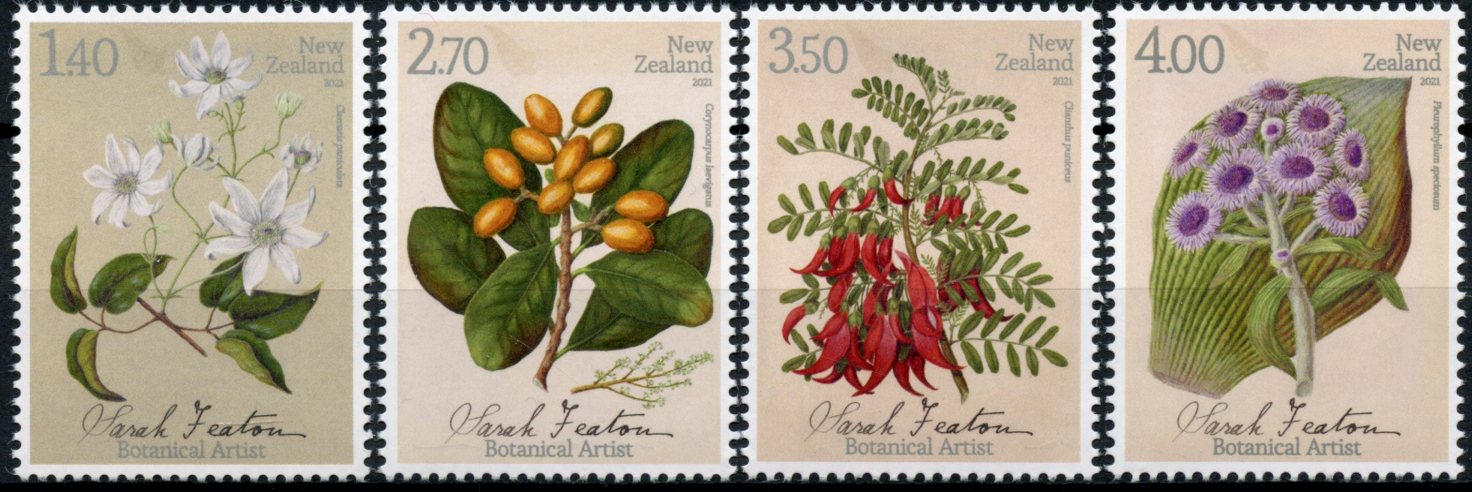 New Zealand NZ 2021 MNH Flowers Stamps Sarah Featon Botanical Artist Art Nature 4v Set