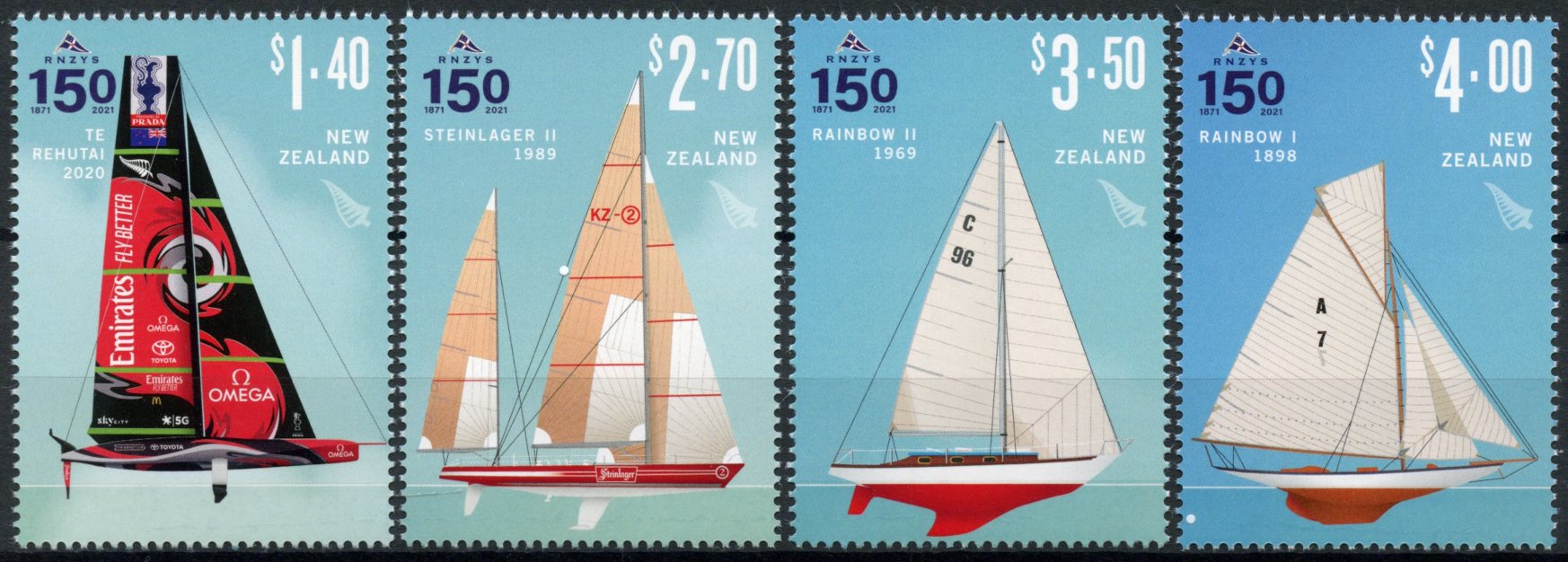 New Zealand NZ 2021 MNH Boats Stamps Royal Yacht Squadron RNZYS Nautical 4v Set