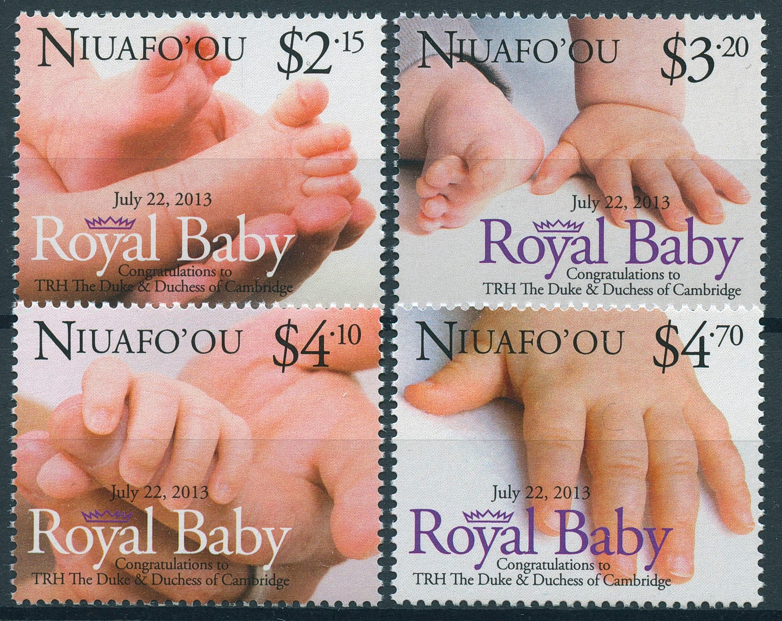 Niuafo'ou 2013 MNH Royal Baby 4v Set Birth Prince George William Kate Cambridge