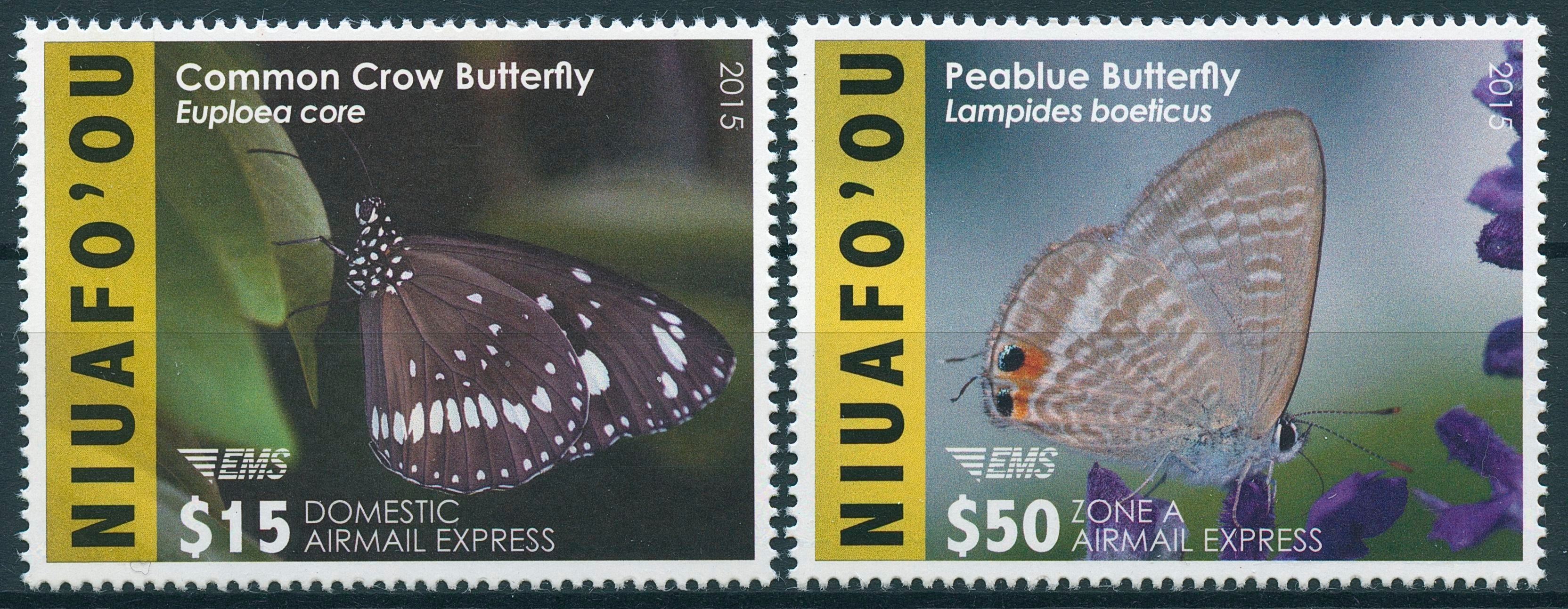 Niuafo'ou 2015 MNH EMS Part 1 Butterflies 2v Set Insects Peablue Butterfly