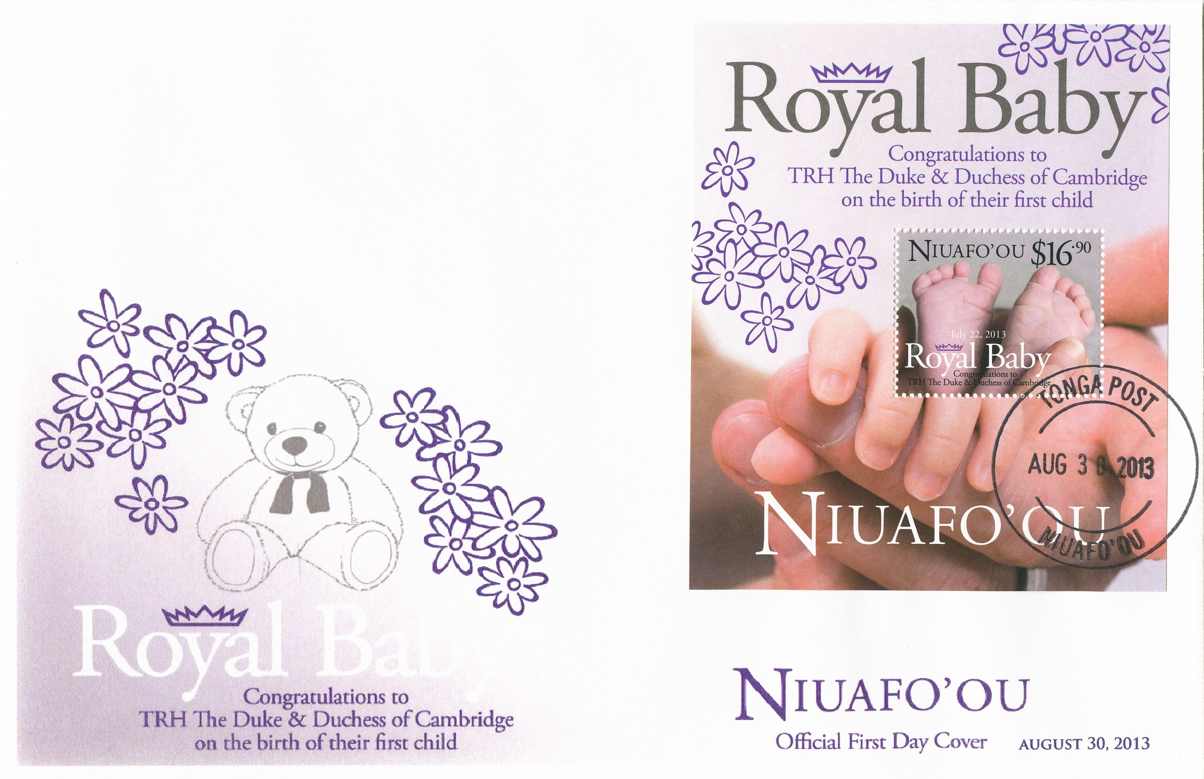 Niuafo'ou 2013 FDC Royal Baby 1v S/S Cover Birth Prince George William Kate