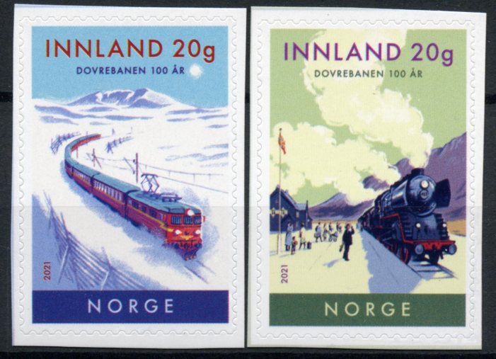 Norway Trains Stamps 2021 MNH Dovre Railway Line Centenary Railways 2v S/A Set