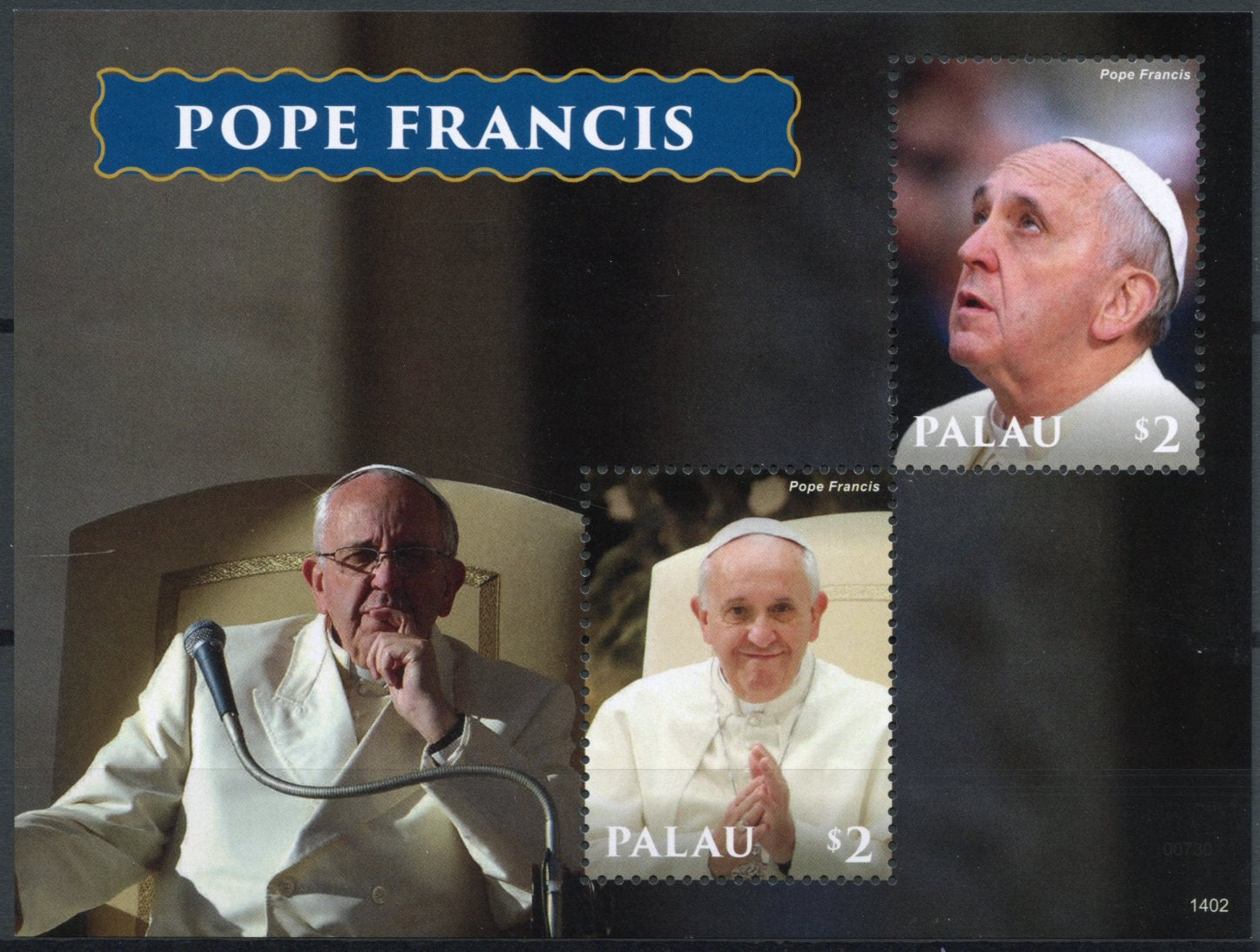 Palau 2014 MNH Pope Francis 2v S/S II Popes Roman Catholic Church