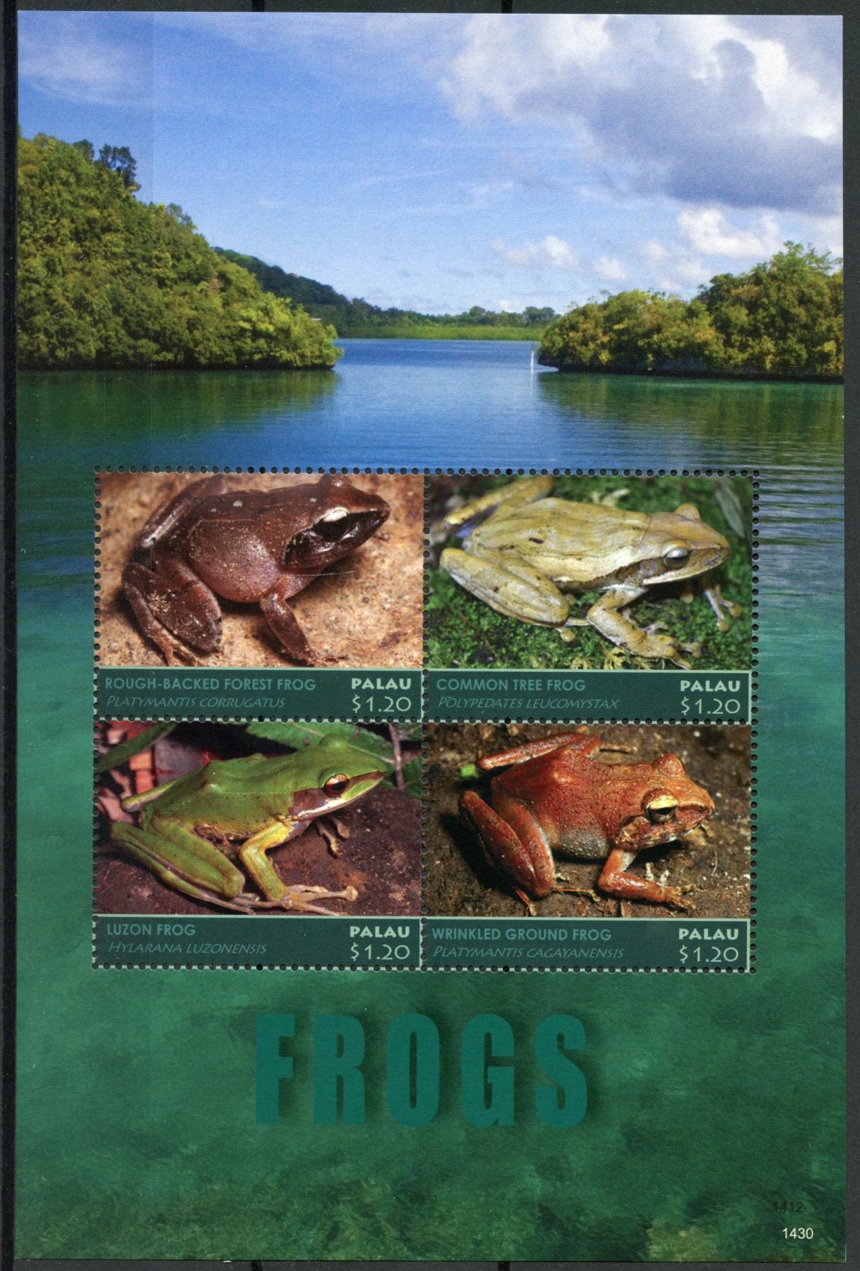 Palau 2014 MNH Frogs 4v M/S Amphibians Forest Tree Luzon Ground Frog Fauna