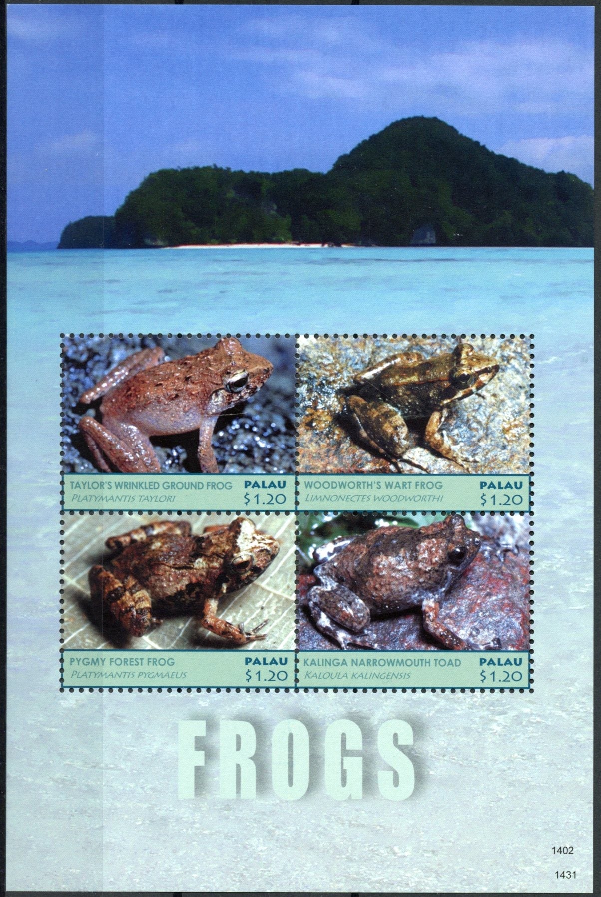 Palau 2014 MNH Amphibians Stamps Frogs Ground Wart Forest Frog Toad 4v M/S II