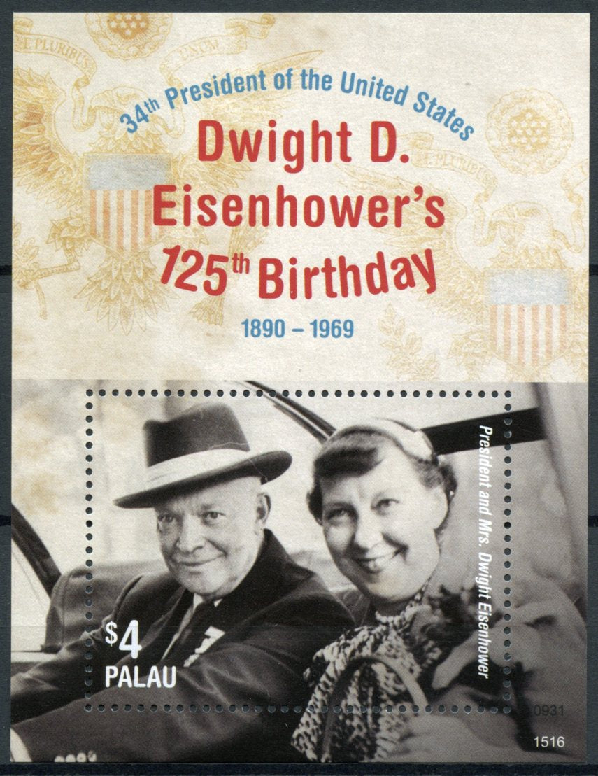 Palau 2015 MNH Dwight D Eisenhower 125th Birthday 34th US President 1v S/S