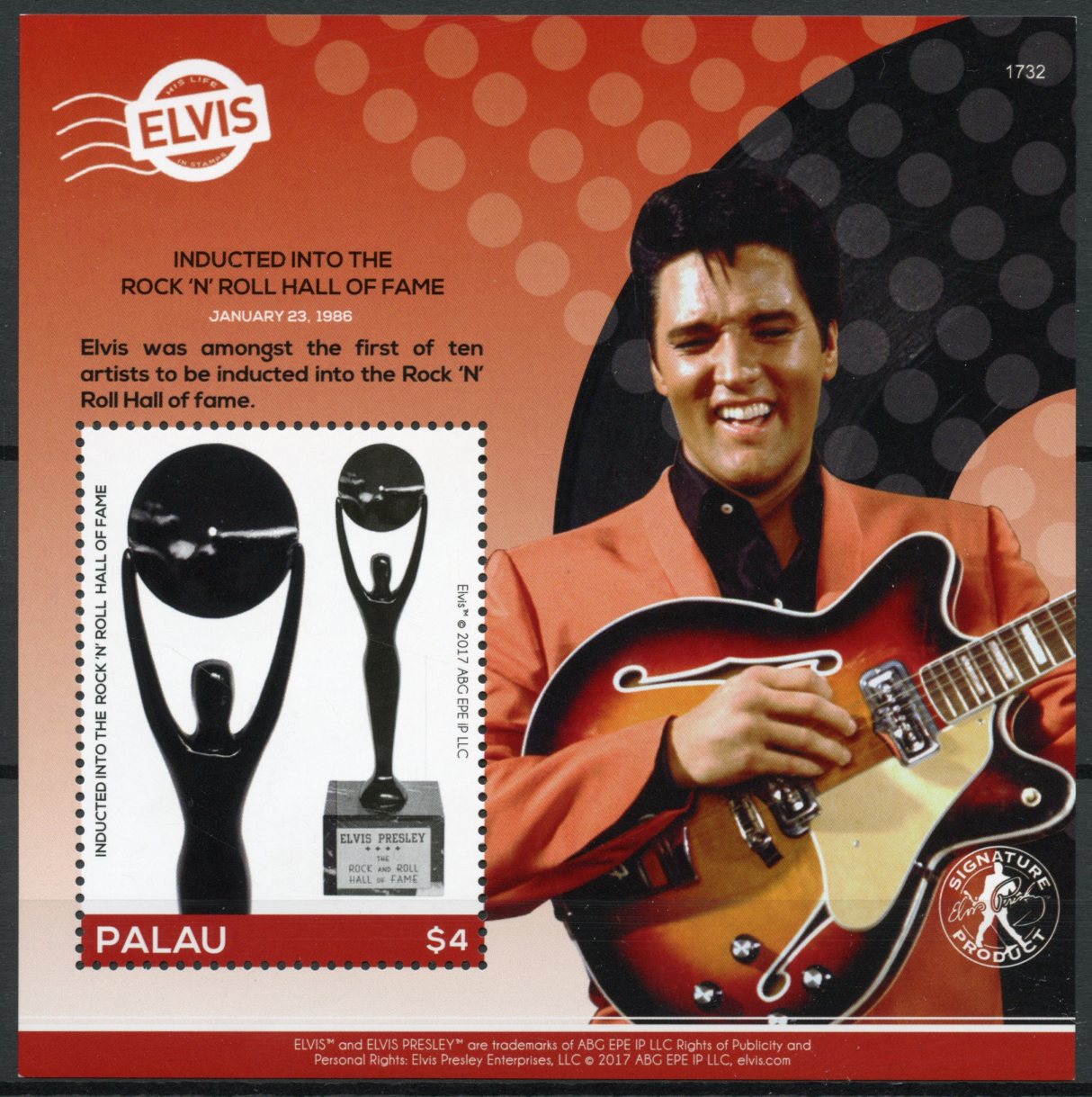 Palau 2017 MNH Elvis Presley His Life in Stamps Rock 'N Roll Hall Fame 1v S/S II