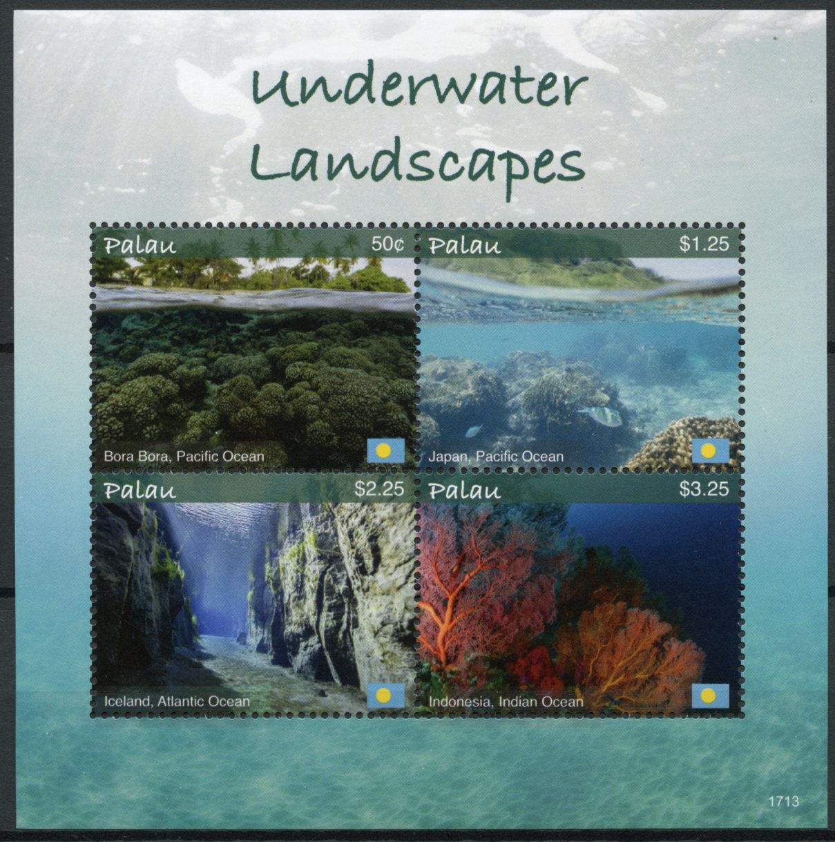 Palau 2017 MNH Underwater Landscapes Bora Bora 4v M/S Tourism Coral Stamps