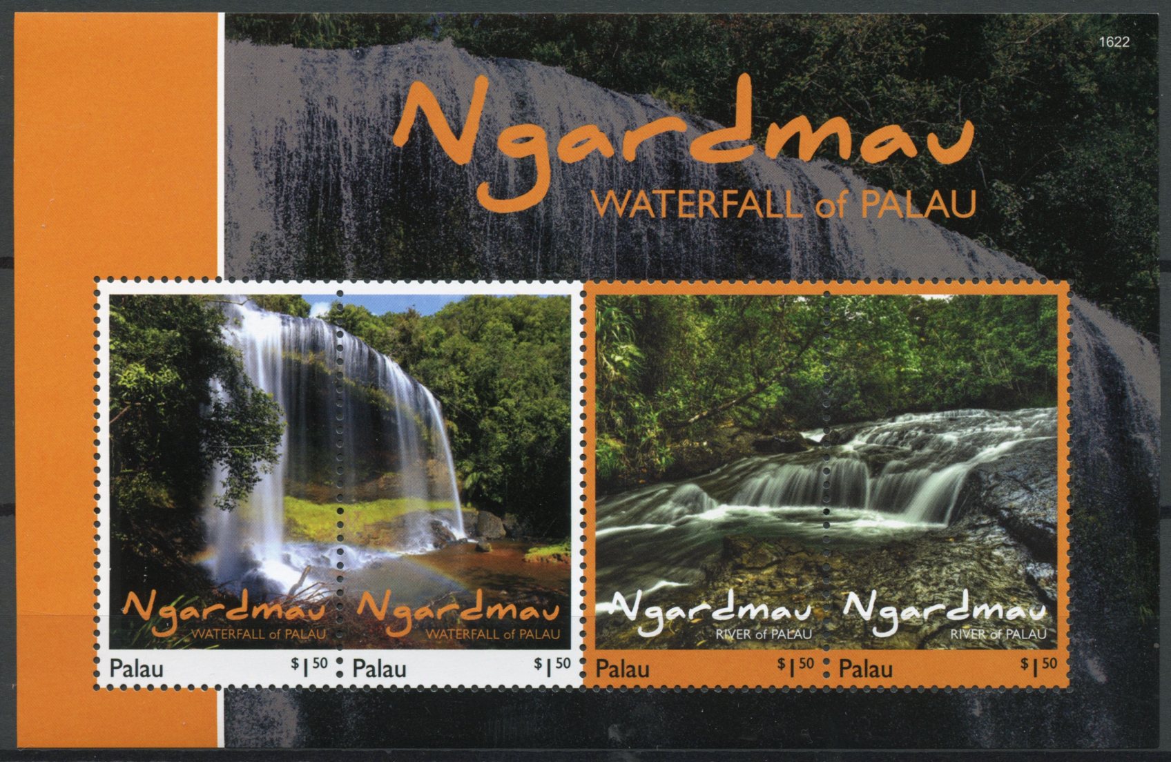 Palau 2016 MNH Ngardmau Waterfall Falls 1v S/S Waterfalls Rivers Tourism Stamps