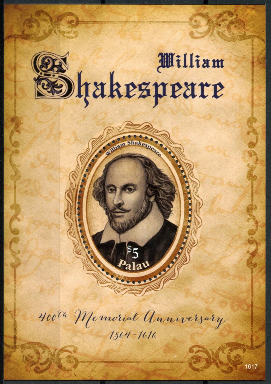 Palau 2016 MNH William Shakespeare 400th Memorial Anniv 1v S/S Stamps