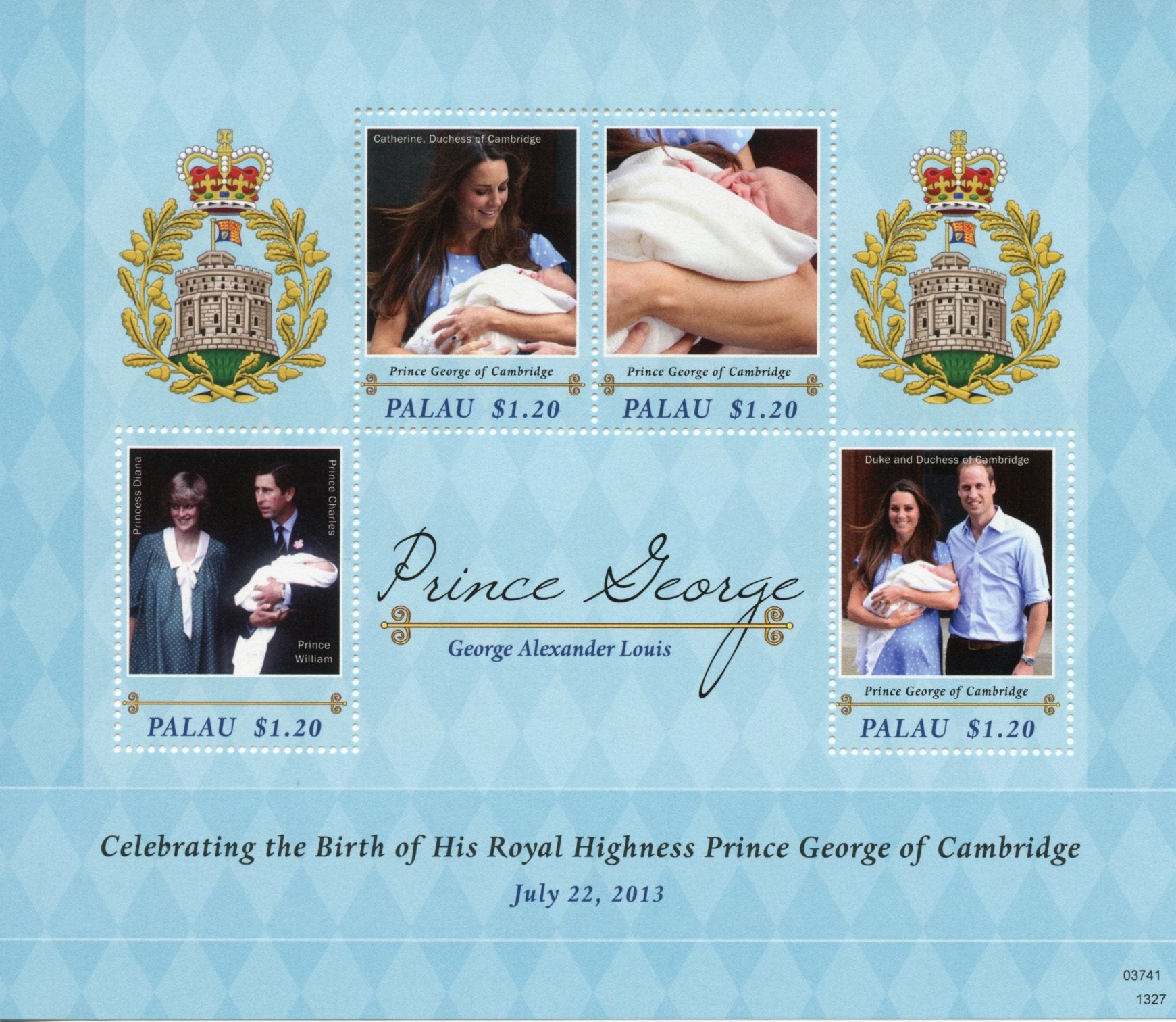 Palau Royalty Stamps 2013 MNH Birth Prince George Royal Baby William 4v M/S
