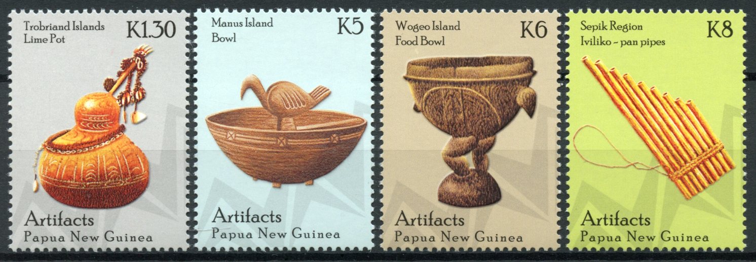 Papua New Guinea 2014 MNH Artifacts 4v Set Lime Pot Food Bowl Pan Pipes