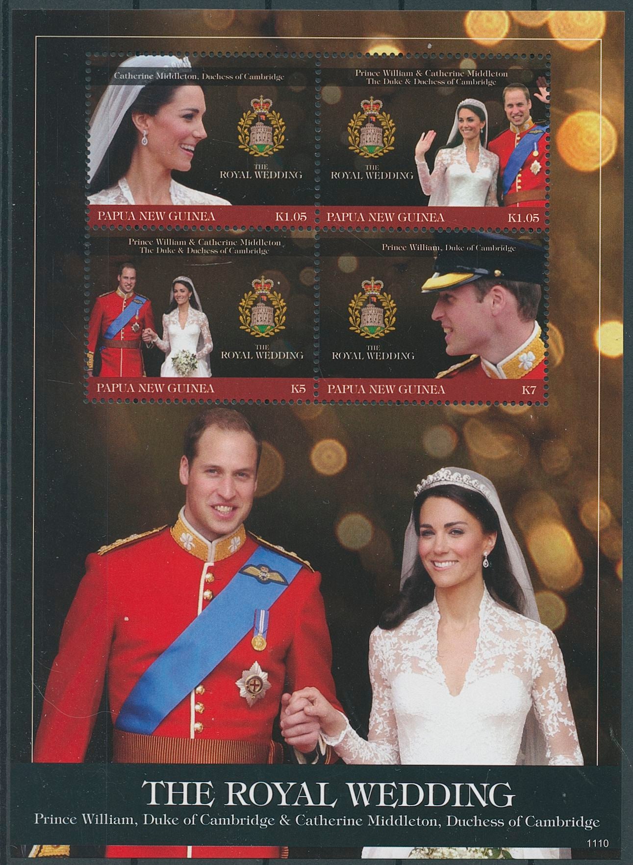 Papua New Guinea PNG 2011 MNH Royalty Stamps Prince William & Kate Royal Wedding 4v M/S