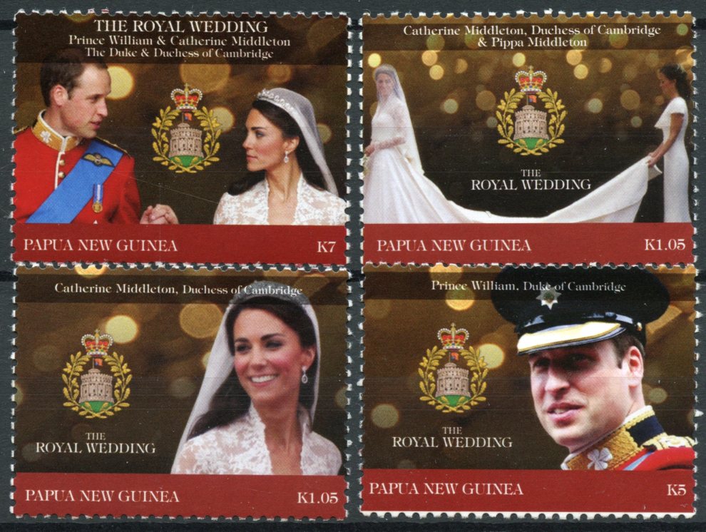Papua　Wedding　2011　Prince　4v　New　Mid　—　The　Guinea　Set　Joy　MNH　William　of　Royal　Kate　Stamps