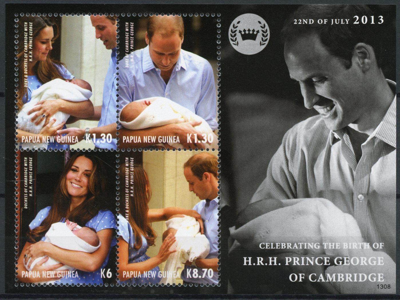 Papua New Guinea 2013 MNH Birth Prince George Royal Baby 4v M/S William Kate