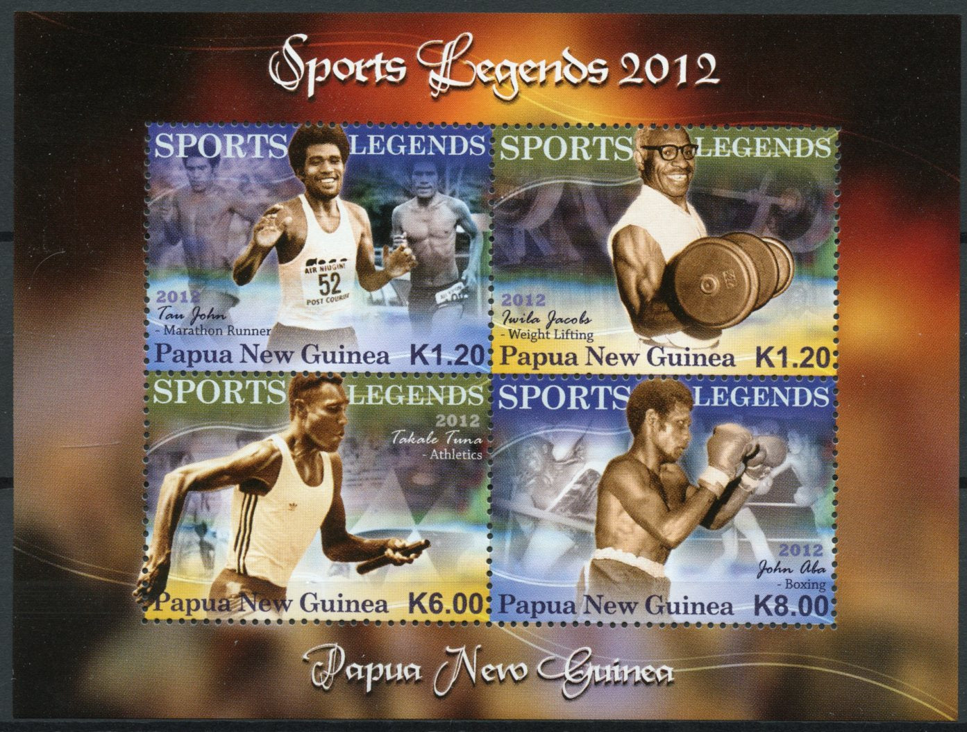 Papua New Guinea 2012 MNH Sports Legends 4v M/S John Aba Takale Tuna Boxing