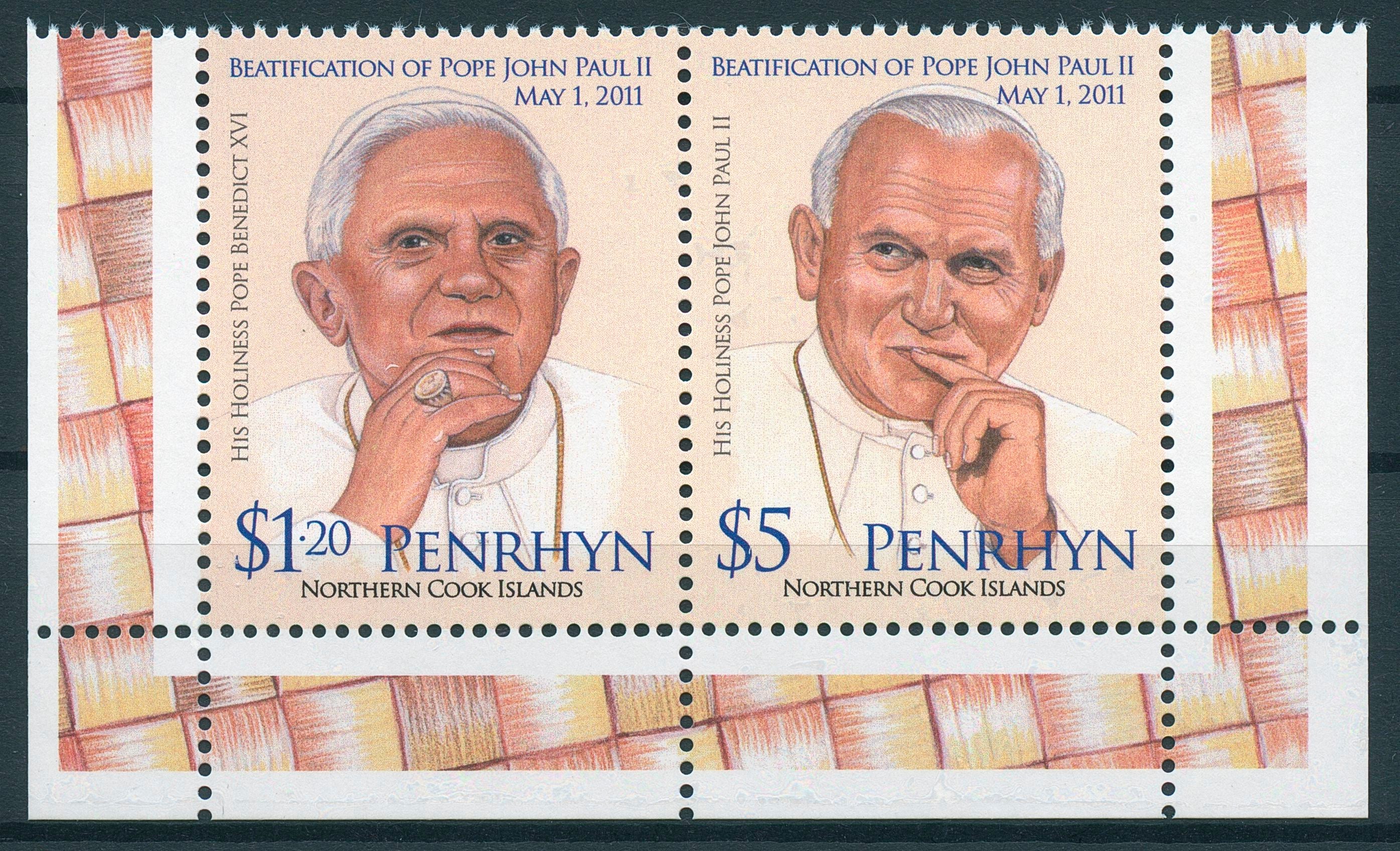 Penrhyn Cook Islands 2011 MNH Beatification Pope John Paul II 2v Set Popes