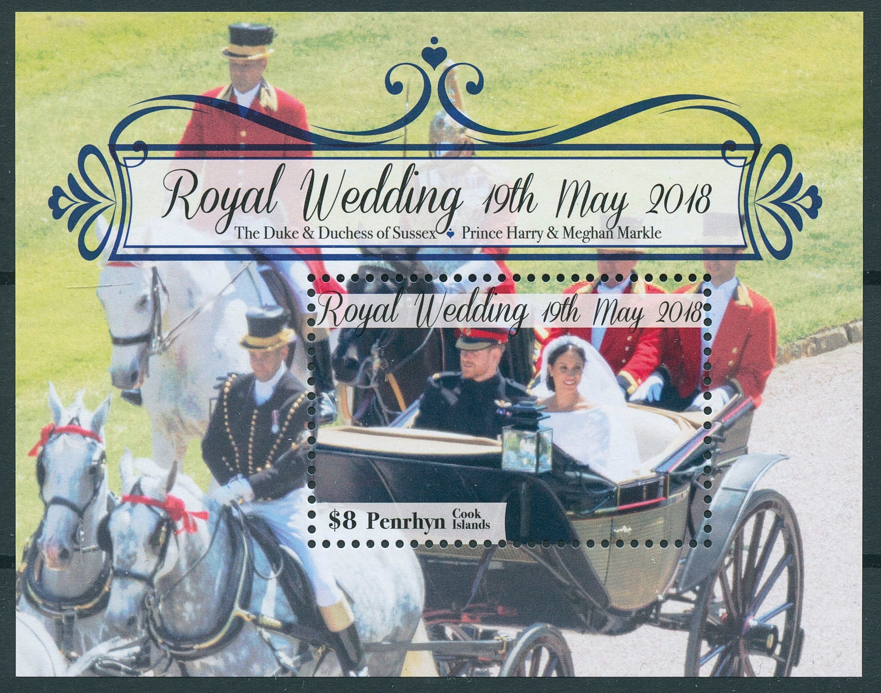Penrhyn Cook Islands 2018 MNH Prince Harry & Meghan Royal Wedding 1v S/S Stamps