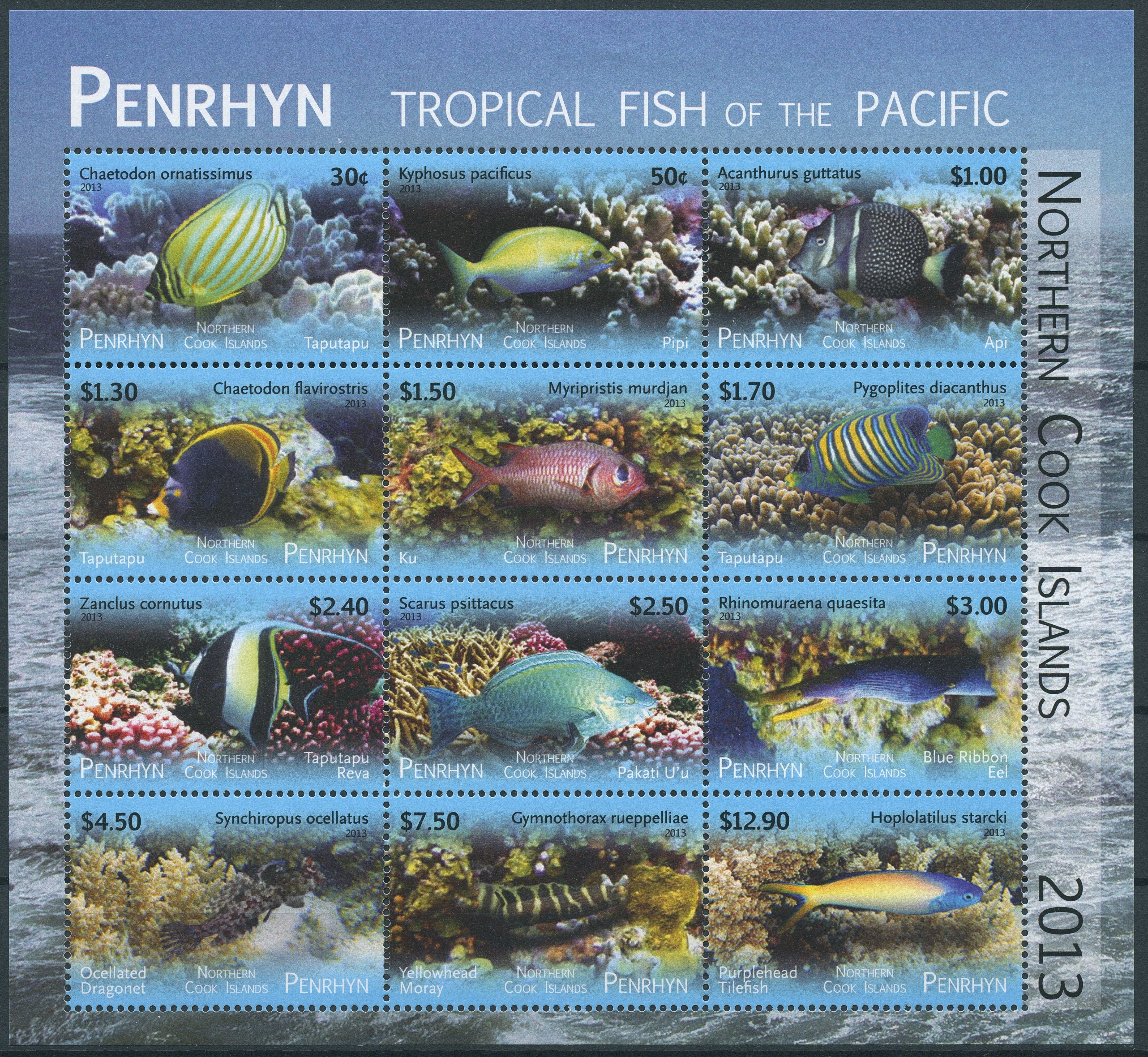 Penrhyn Northern Cook Islands 2013 MNH Tropical Fish of Pacific 12v M/S Marine