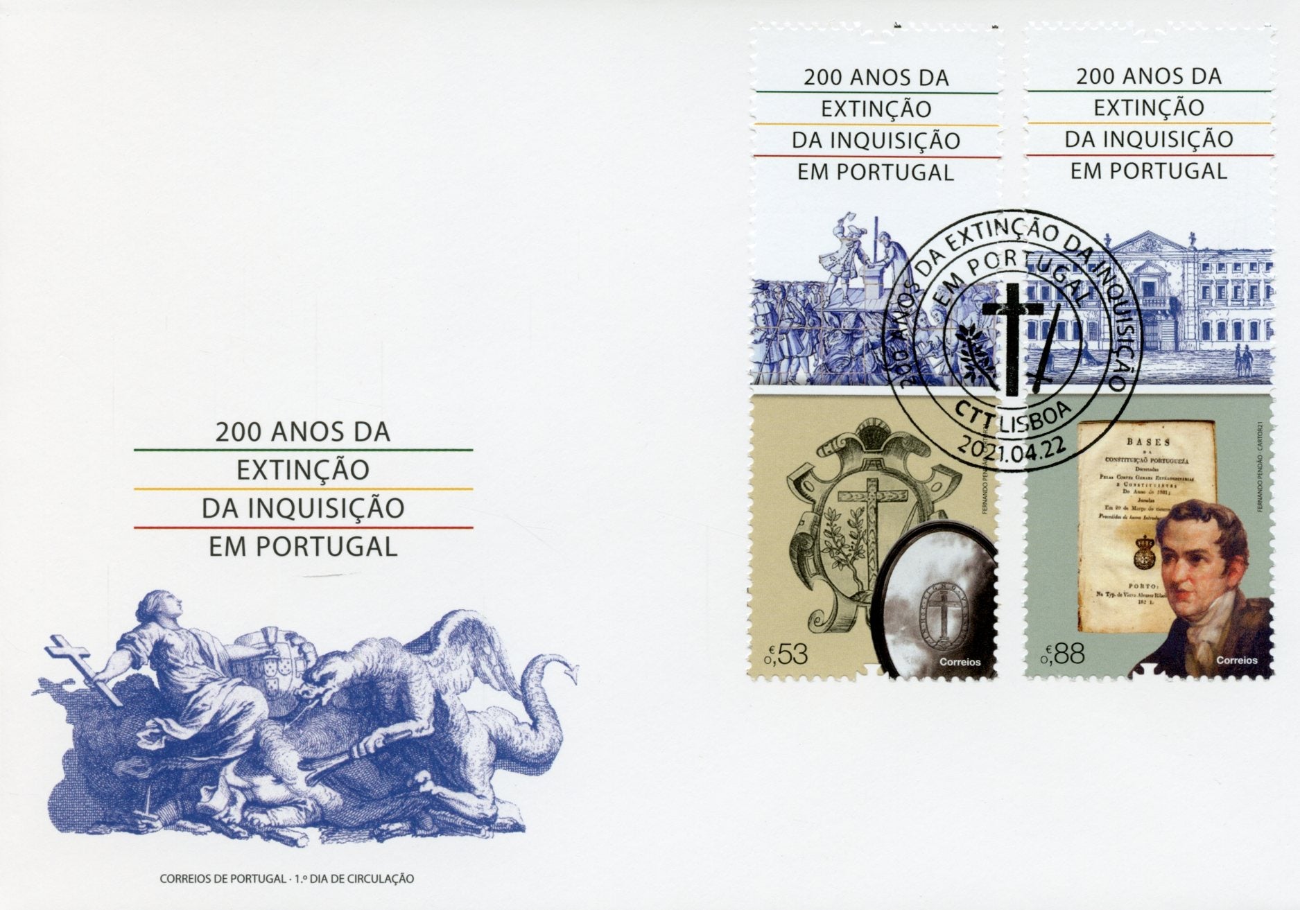 Portugal Historical Events Stamps 2021 FDC End of Inquisition 200th Anniv 2v Set