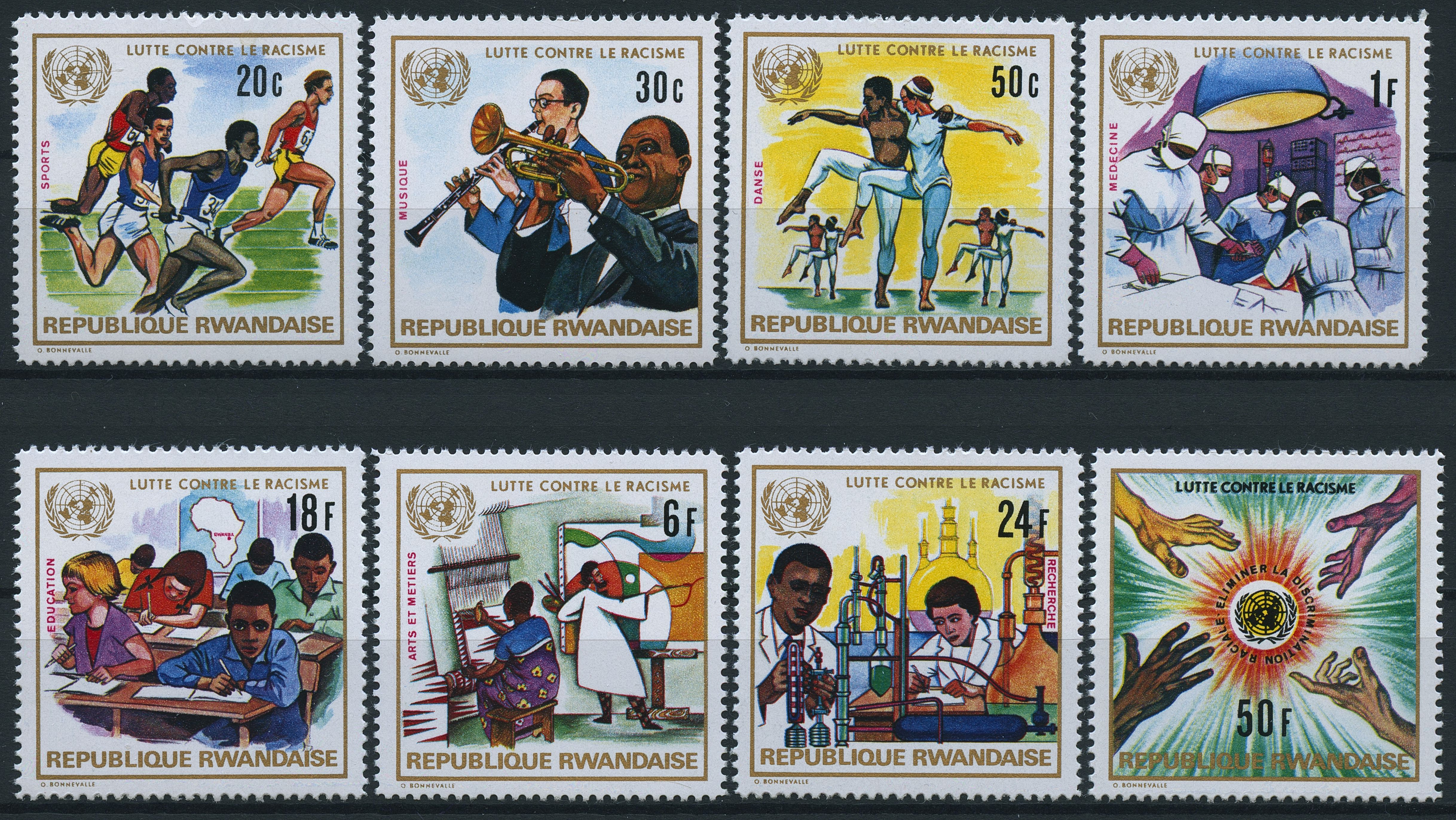 Rwanda 1972 MNH Fight Against Racism UN Racial Equality Year 8v Set Stamps