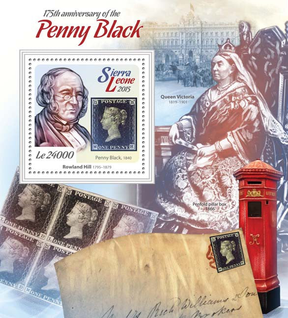Sierra Leone 2015 MNH Stamps-on-Stamps Stamps Penny Black Rowland Hill Queen Victoria 1v S/S