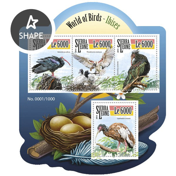 Sierra Leone 2015 MNH Birds on Stamps Ibises Madagascan Bald Ibis 4v M/S