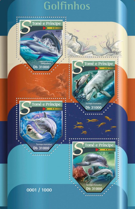Sao Tome & Principe 2015 MNH Marine Animals Stamps Dolphins Bottlenose Dolphin 4v M/S