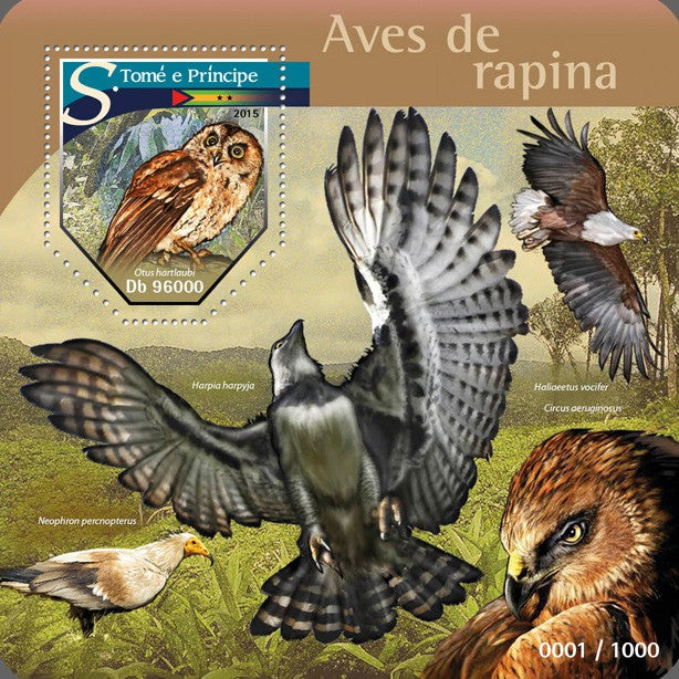 Sao Tome & Principe 2015 MNH Birds of Prey on Stamps Owls Scops Owl 1v S/S