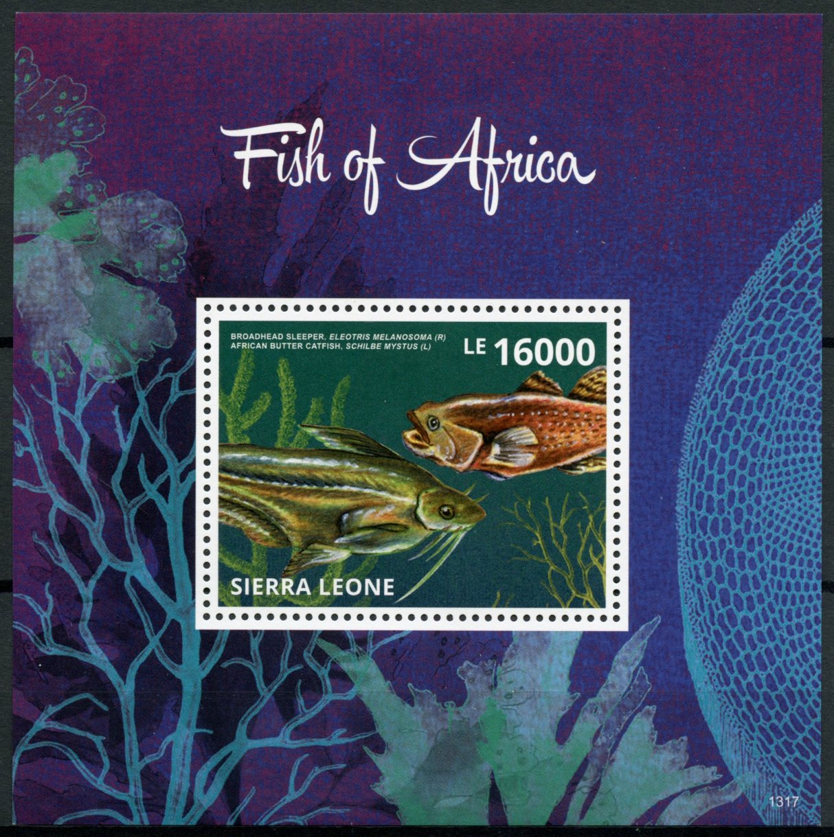 Sierra Leone 2013 MNH Fish of Africa 1v S/S Sleeper African Butter Catfish