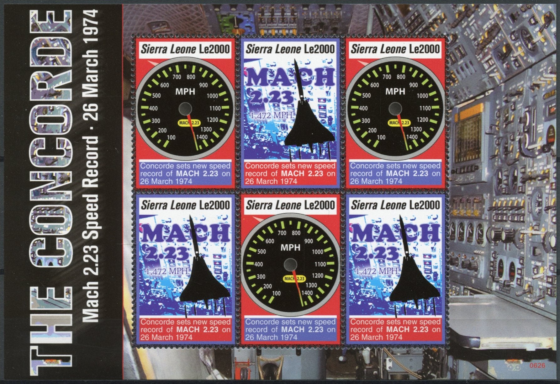 Sierra Leone Aviation Stamps 2006 MNH Concorde Mach 2.23 Speed Record 6v M/S