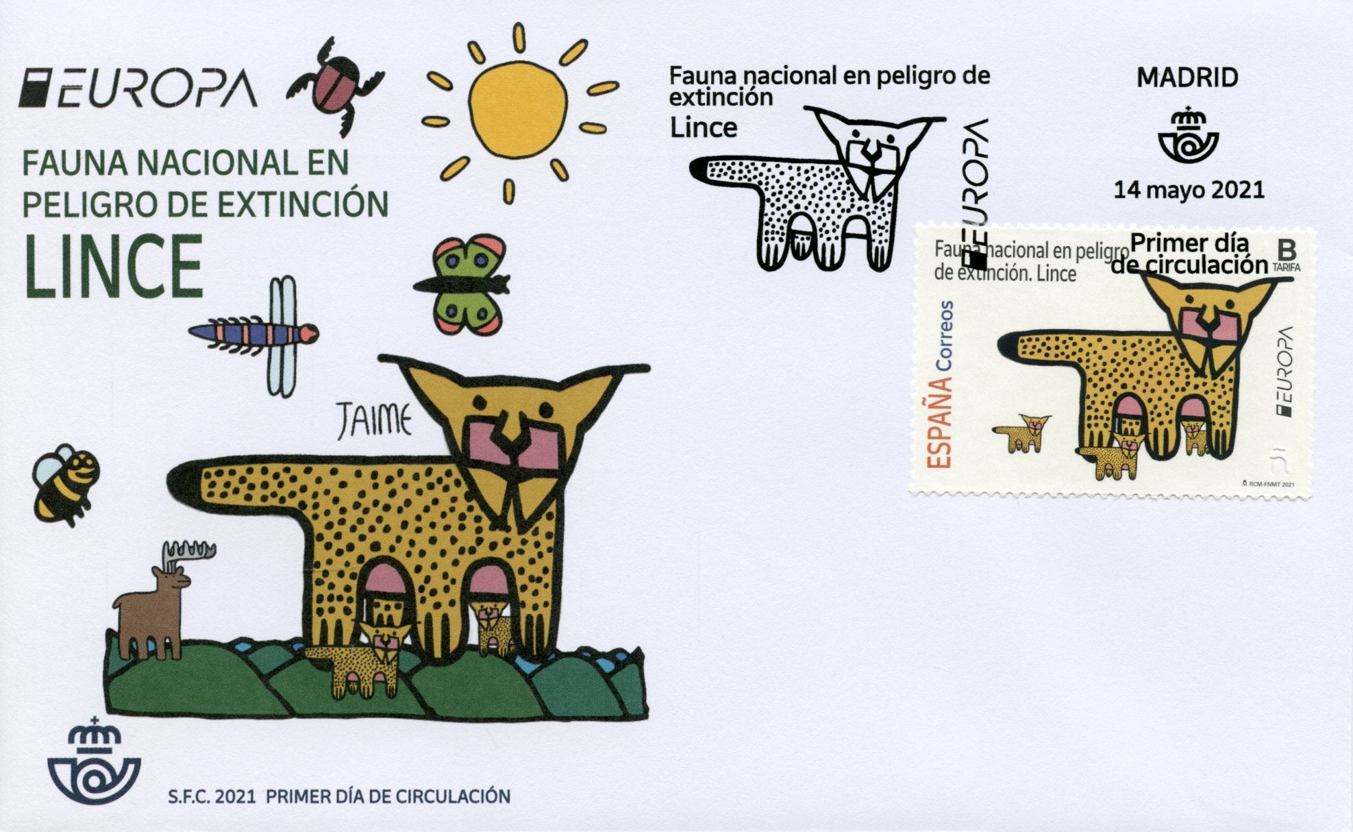 Spain Europa Stamps 2021 FDC Endangered National Wildlife Lynx Wild Animals 1v Set